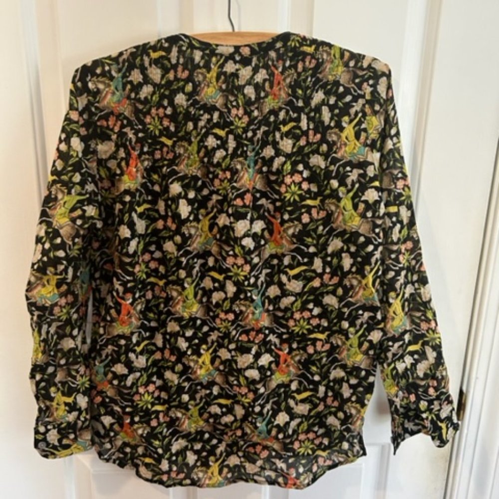Like New J. Crew Black Animal Chinoiserie Popover Tunic - size 00